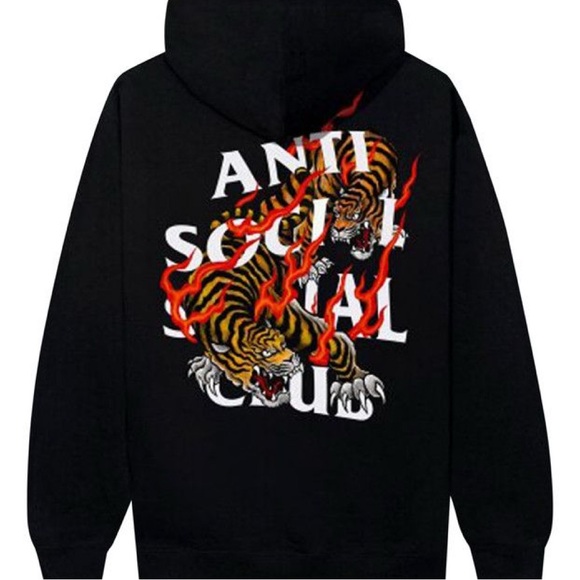 Anti Social Social Club Tiger Blood Hoodie‎ Black Size Small NWT Streetwear Rare - Picture 1 of 5